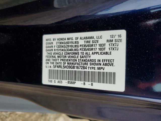 5FNRL5H39GB167284 Honda ODYSSEY SE