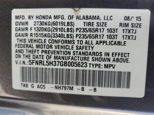 5FNRL5H37GB005623 Honda ODYSSEY SE