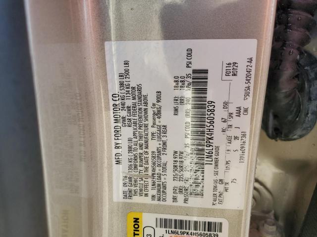 1LN6L9PK4H5605839 Lincoln Continental Premiere