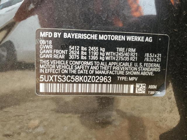 5UXTS3C58K0Z02963 BMW X3 Xdrivem40i