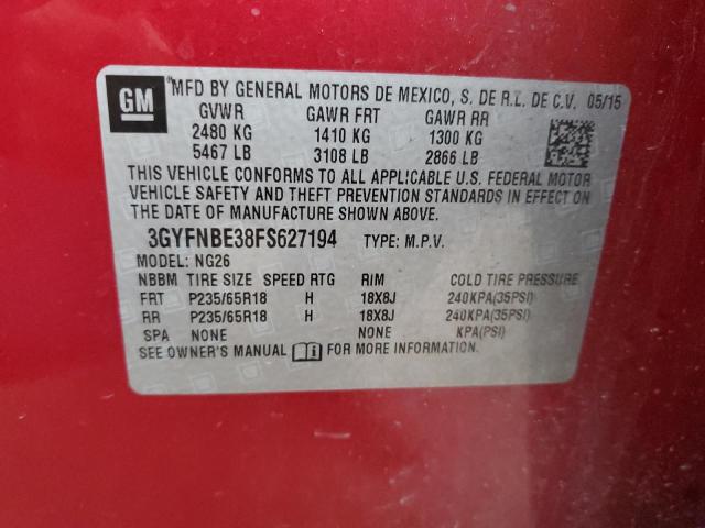 3GYFNBE38FS627194 Cadillac Srx Luxury Collection