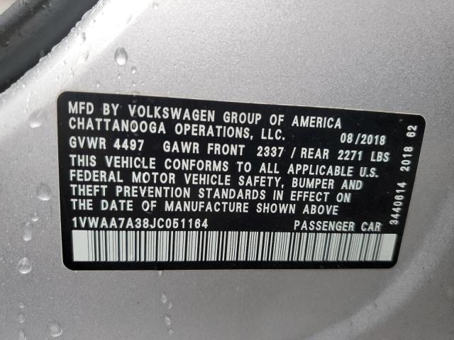 1VWAA7A38JC051164 Volkswagen PASSAT S