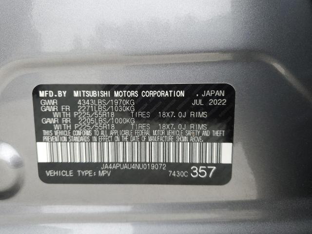 JA4APUAU4NU019072 Mitsubishi Outlander Sport Es