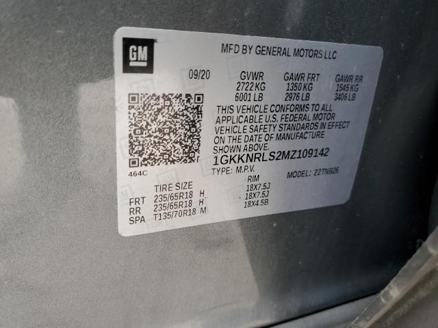 1GKKNRLS2MZ109142 GMC ACADIA SLE