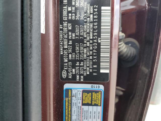 5XYPGDA59LG618542 KIA SORENTO S
