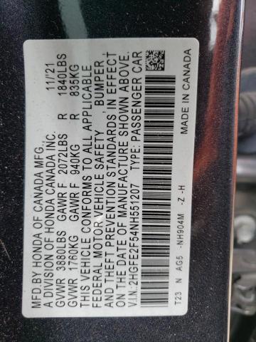 2HGFE2F54NH551207 Honda Civic Sport