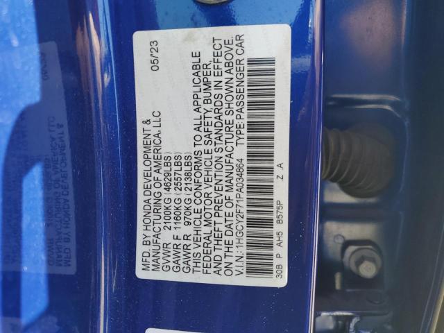 1HGCY2F71PA034864 Honda Accord Hybrid Sport-l