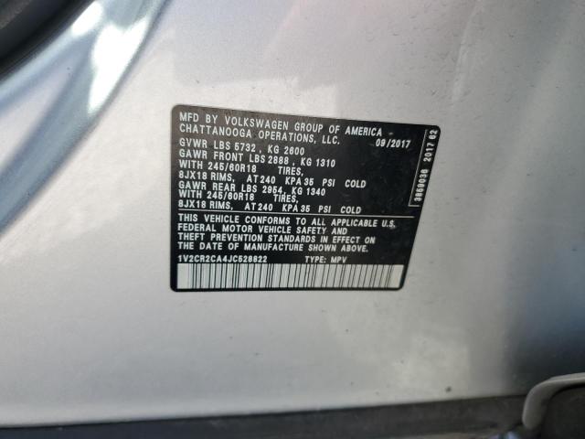 1V2CR2CA4JC528822 Volkswagen ATLAS SE