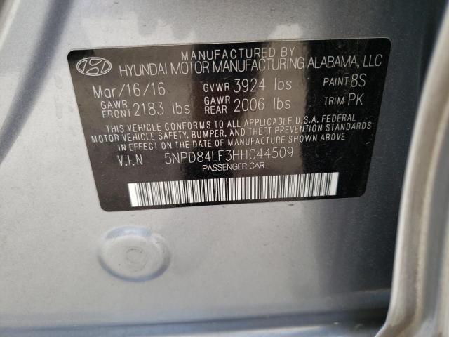 5NPD84LF3HH044509 Hyundai ELANTRA SE
