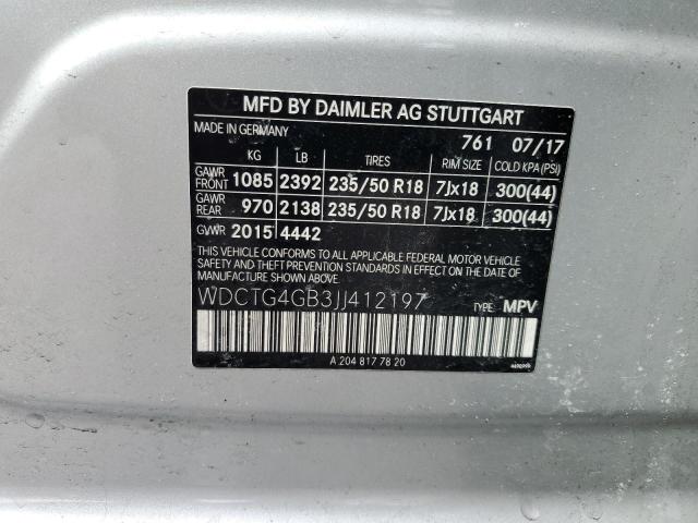 WDCTG4GB3JJ412197 Mercedes-Benz Gla 250 4matic