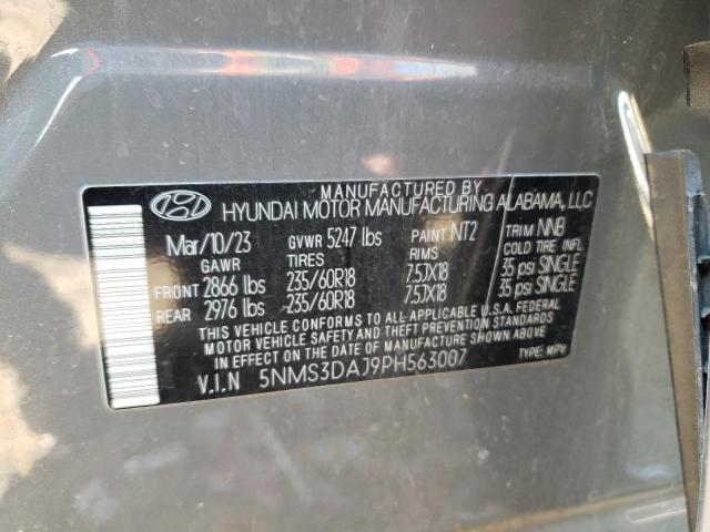 5NMS3DAJ9PH563007 Hyundai Santa Fe Sel Premium