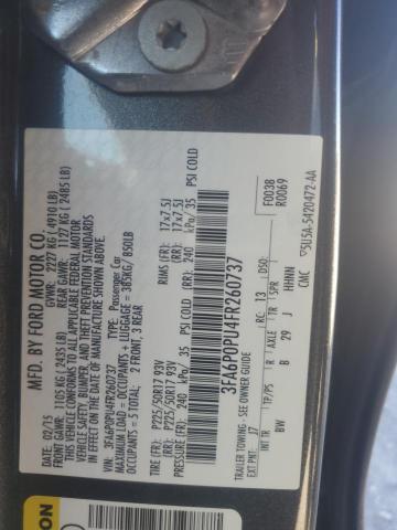 3FA6P0PU4FR260737 Ford Fusion Se Phev
