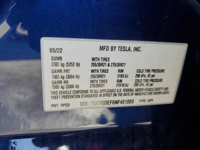 7SAYGDEF6NF451089 Tesla Model Y
