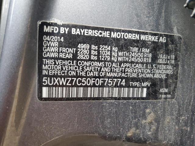 5UXWZ7C50F0F75774 BMW X3 Sdrive28i