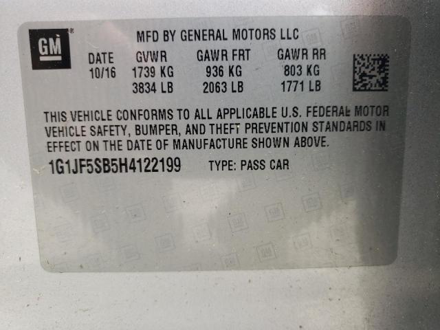 1G1JF5SB5H4122199 Chevrolet Sonic Premier
