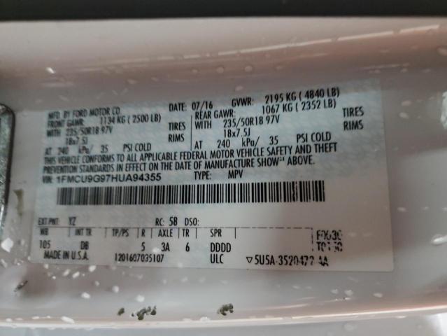 1FMCU9G97HUA94355 Ford ESCAPE SE