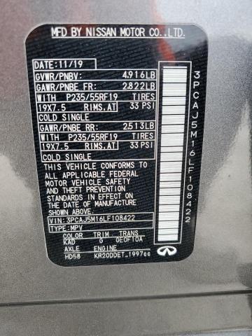 3PCAJ5M16LF108422 Infiniti Qx50 Pure