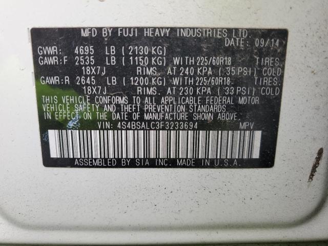 4S4BSALC3F3233694 Subaru Outback 2.5i Limited