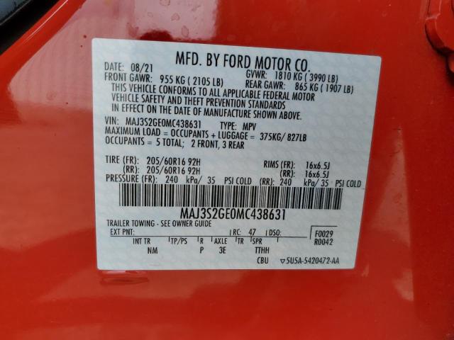 MAJ3S2GE0MC438631 Ford Ecosport Se