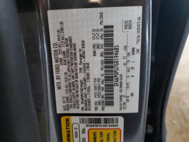 3FA6P0PU7GR194685 Ford Fusion Se Phev