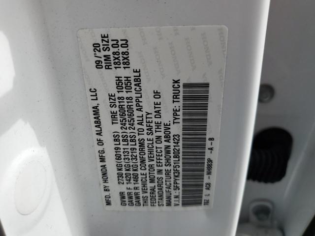 5FPYK3F51LB021423 Honda Ridgeline Rtl