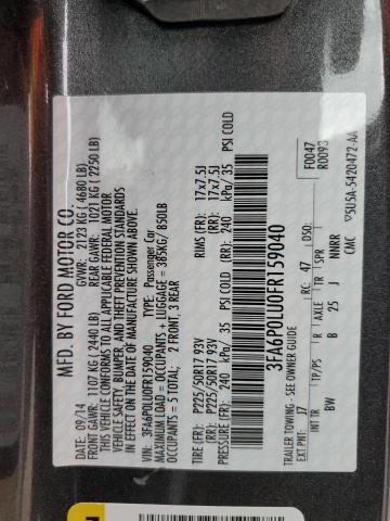 3FA6P0LU0FR159040 Ford Fusion Se Hybrid