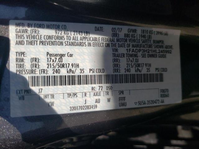 1FADP3H21HL245992 Ford FOCUS SEL