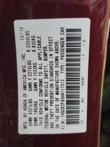 1HGCR2F85HA117513 Honda ACCORD EXL