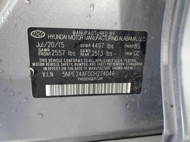 5NPE24AF0GH274046 Hyundai SONATA SE
