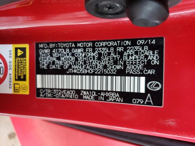 JTHKD5BH0F2215032 Lexus CT 200