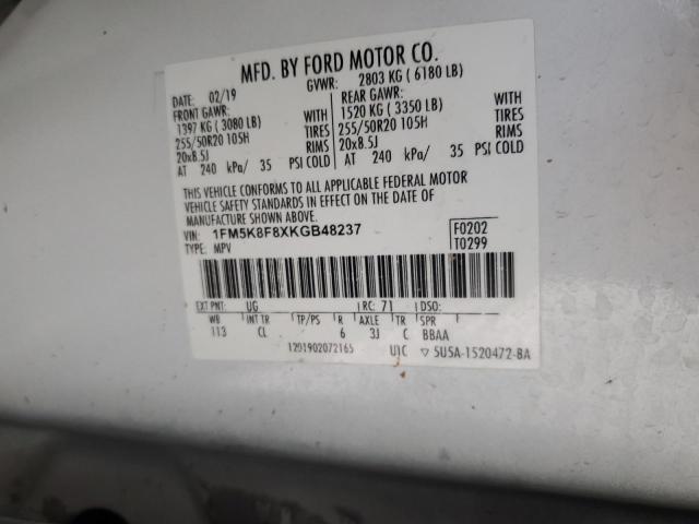 1FM5K8F8XKGB48237 Ford Explorer Limited