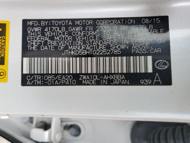 JTHKD5BH1G2252785 Lexus CT 200