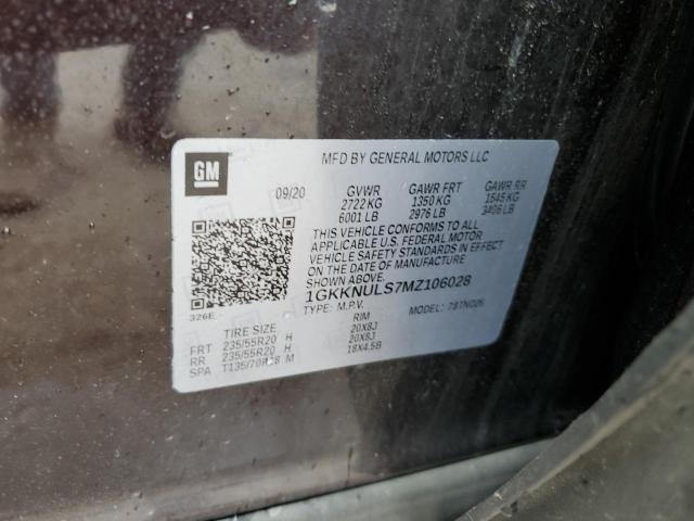 1GKKNULS7MZ106028 GMC ACADIA SLT