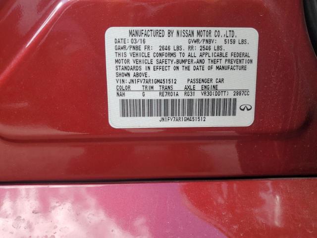 JN1FV7AR1GM451512 Infiniti Q50 Red Sport 400
