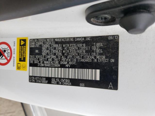 2T2BK1BA8EC229694 Lexus Rx 350 Base