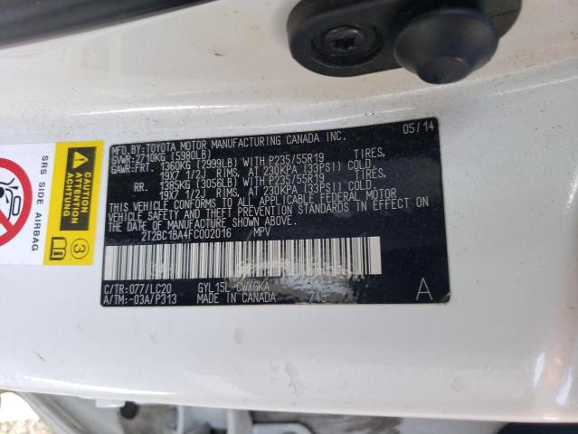 2T2BC1BA4FC002016 Lexus RX 450H
