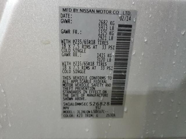 5N1AL0MM5EC526828 Infiniti QX60