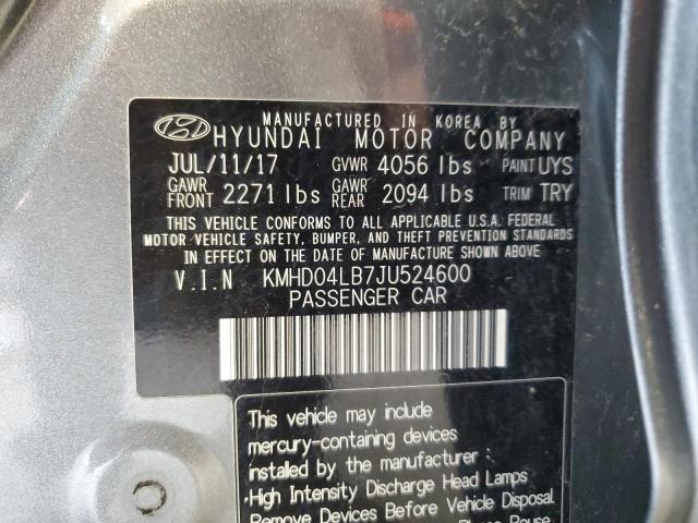 KMHD04LB7JU524600 Hyundai Elantra Sport