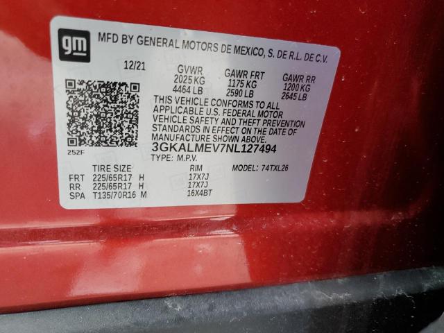 3GKALMEV7NL127494 GMC Terrain Sle