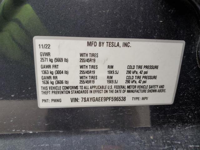 7SAYGAEE9PF596538 Tesla Model Y