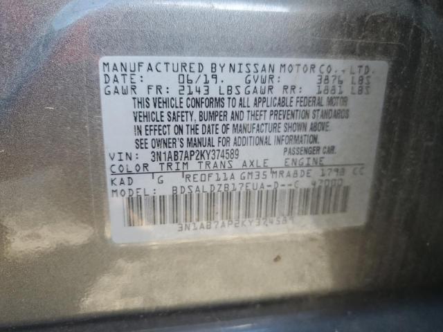 3N1AB7AP2KY374589 Nissan SENTRA S