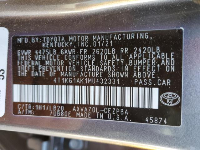 4T1K61AK1MU432331 Toyota CAMRY XSE