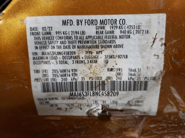 MAJ6S3FL8NC458209 Ford ECOSPORT S
