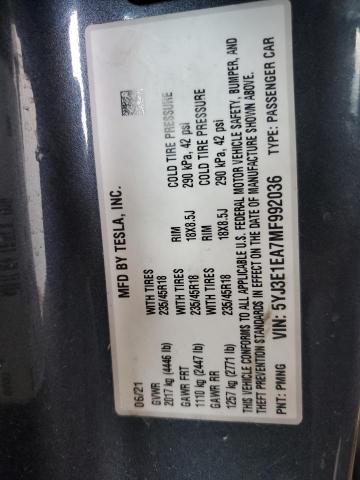 5YJ3E1EA7MF992036 Tesla MODEL 3