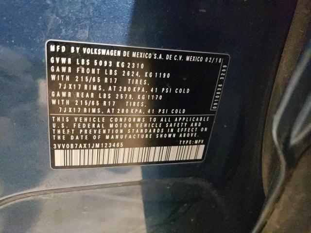 3VV0B7AX1JM123465 Volkswagen TIGUAN S