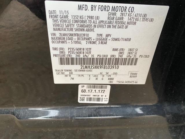 2LMHJ5NK9FBL03910 Lincoln MKT