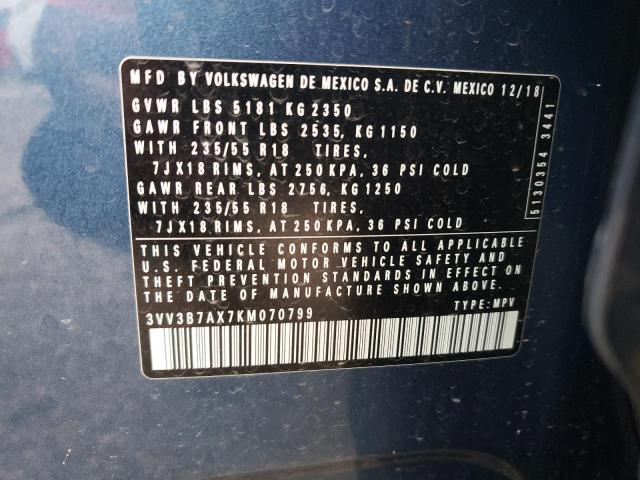 3VV3B7AX7KM070799 Volkswagen TIGUAN SE