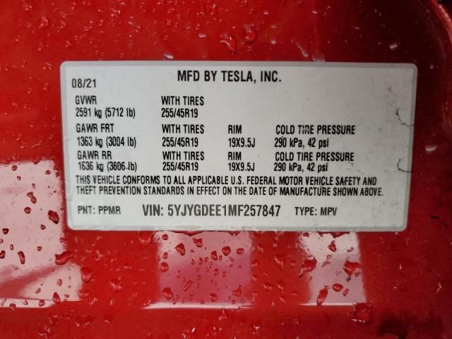 5YJYGDEE1MF257847 Tesla Model Y