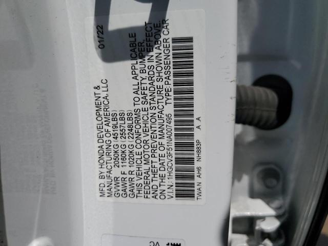 1HGCV3F51NA007495 Honda Accord Hybrid Exl