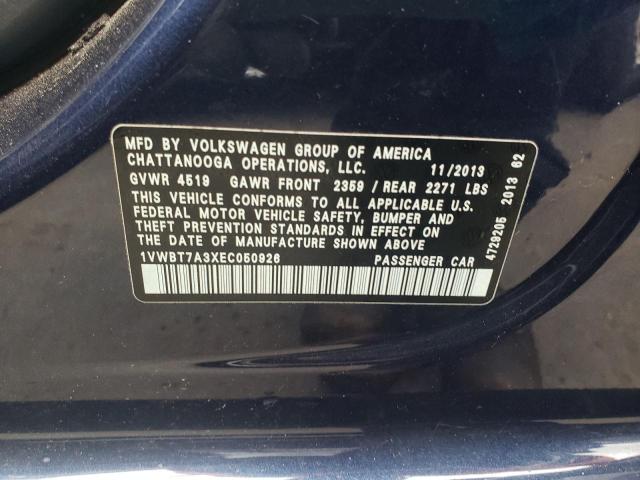 1VWBT7A3XEC050926 Volkswagen PASSAT SE